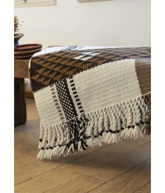 Handwoven Rug with Triangular Geometric Patterns