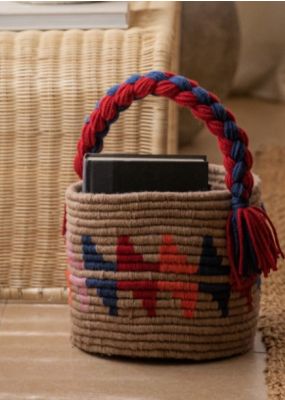 Handwoven Wool Basket with a Handle