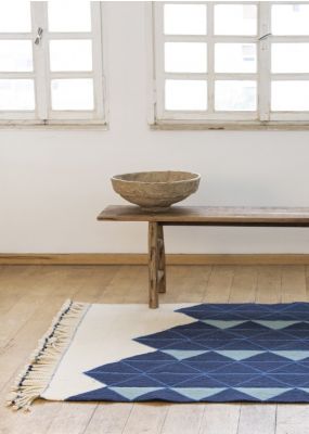 Handwoven Rug with Geo-Diamond Pattern