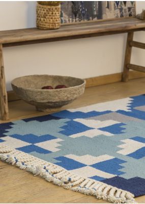 Handwoven Rug with Geometric Patterns