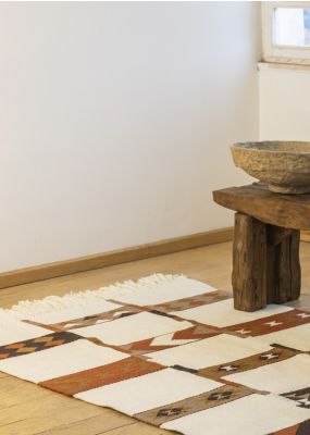 Large Handwoven Rug with Traditional Nomadic Patterns - Shades of Brown