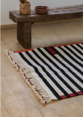 Handwoven Rug with Horizontal Striped Pattern