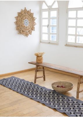  Handwoven Rug with Embroidered Diamond Motifs