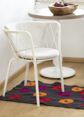 Handwoven Rug with Embroidered Floral Motifs
