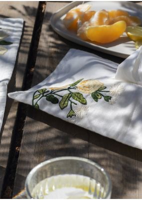 Lemon Embroidered Tissue Box Cover