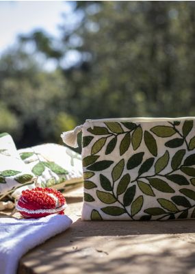 Tree Leaves Embroidered Pouch