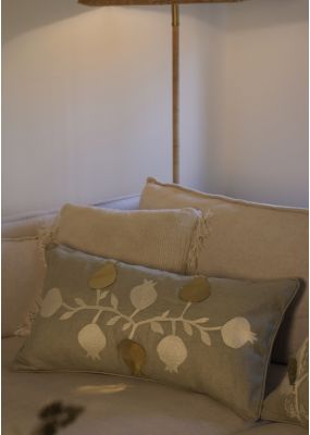 Pomegranate Tree Branch with Hammered Metal Cushion Cover