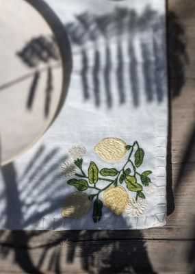 Lemons Embroidered Placemat