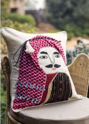 Traditional Arab Man Cushion Cover - Red Hatta