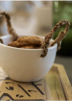 Ceramic Bowl with Handwoven Handles