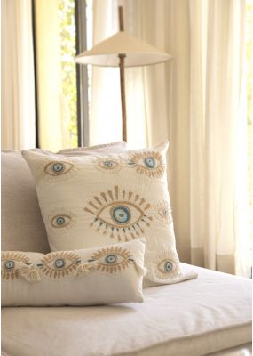 “Eye of the Orient” Embroidered Cushion Cover