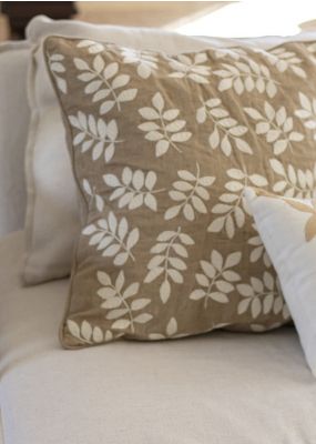 Tree Leaves Embroidered Cushion Cover - Square