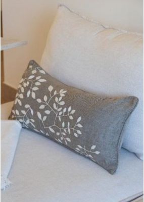 Tree Leaves Embroidered Cushion Cover