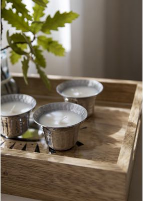 Hammered Metal Coffee Cups with Candles: Set of 3 