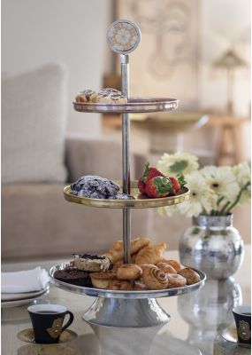 3-Tier Hammered Metal Serving Tray 