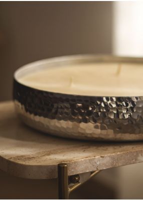 Silver Hammered Metal 3-Wick Candle 