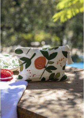 Orange Embroidered Pouch 