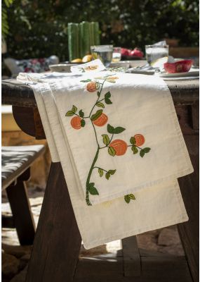 Orange Embroidered Table Runner 