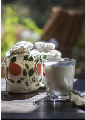Candle in Glass with Embroidered Bag: Set of 3