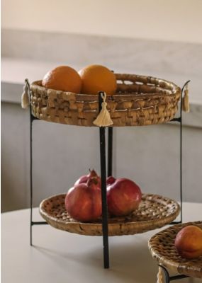 Handwoven Basket and Tray with Stand ( Two Levels)