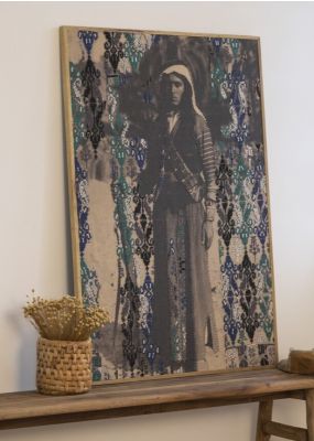 Young Bedouin Man Large Wall Hanging with Embroidery - Frameless