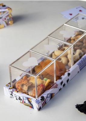 Playing Cards Decoupaged Tray with Plexi Boxes: Set of 4