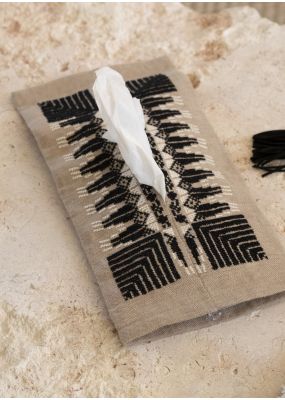 Full Feather Motif Embroidered Tissue Box Cover