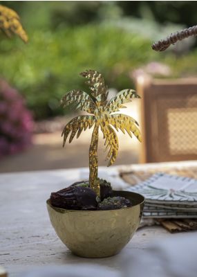 The Palm Center-Handled Hammered Metal Bowl