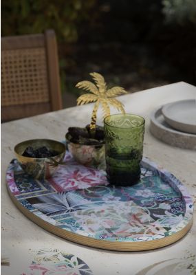 Oval Palm-Inspired Decoupaged Tray