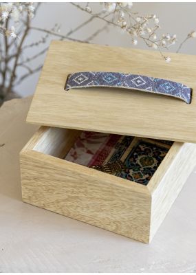 Wooden Box with Embroidered Loop Handle