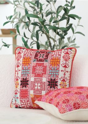 Embroidered Cushion with Heritage Motifs