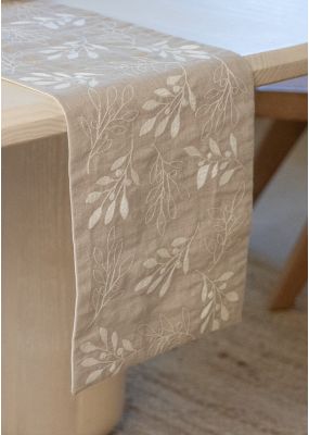 Olive branches embroidered table runner