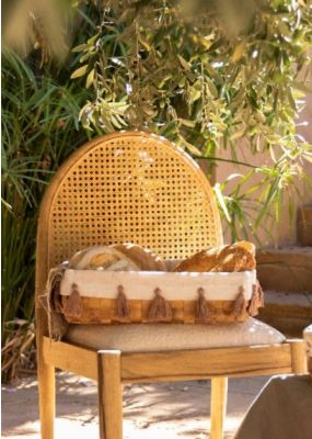 Handwoven Bread Basket with Tassels
