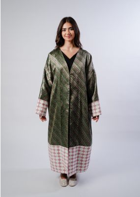Zein Coat - Green Pink Striped 