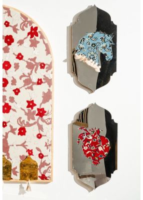 Wall Mirror with Cultural Applique Motifs