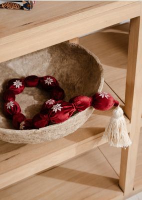 Decorative Velvet Beads with Embroidery & Tassels