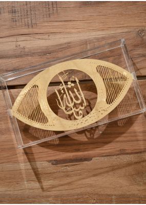 Acrylic Stand with Golden Mashallah Eye Calligraphy