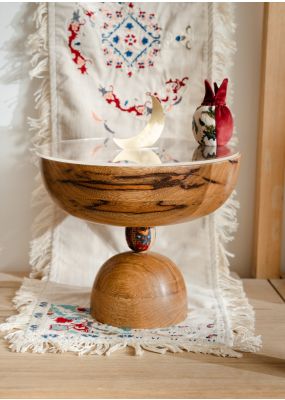Wooden Bowl with Plexi Cover and Gold Hilal handle