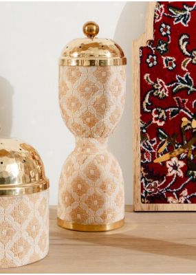 Embroidered Hourglass Censer with Golden Lid