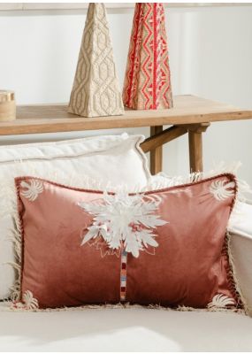 Palm Tree Velvet Cushion Cover with 3D Leaves 