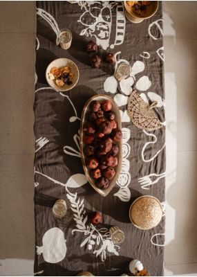 Garden Feast Embroidered Linen Tablecloth