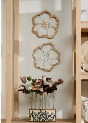 Flower-Shaped Wooden & Metal Wall Hanging 