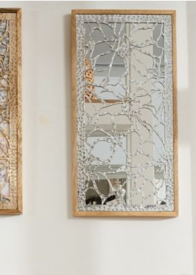 Rectangular Wall Mirror with Silver Hammered Metal