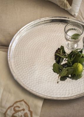 Round Hammered Metal Serving Tray
