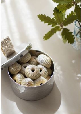 Hammered Metal Container with Embroidery