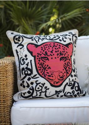 50*50 Arabian Leopard and Calligraphy Cushion Cover