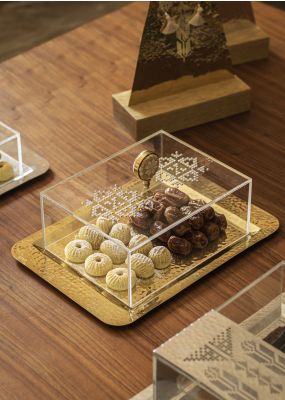 Plexi Box with Embroidery and Hammered Metal Tray