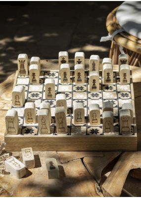 Wooden Chess Board Set with Embroidery 