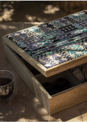 Embroidered Wooden Tea Box - Large