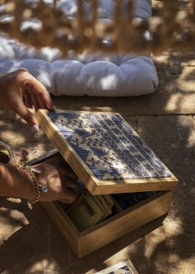 Embroidered Wooden Tea Box - Small